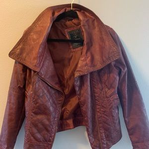 Guess red leather coat